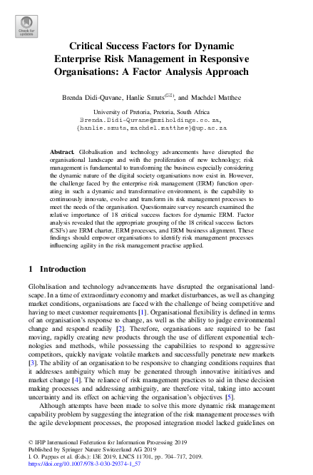 (PDF) Critical Success Factors for Dynamic Enterprise Risk Management ...