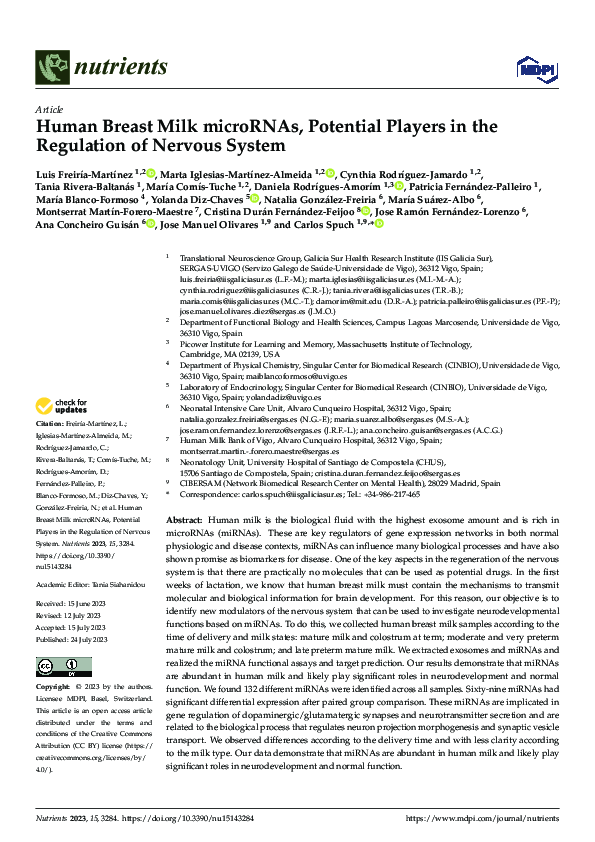 (PDF) Human Breast Milk microRNAs, Potential Players in the Regulation ...
