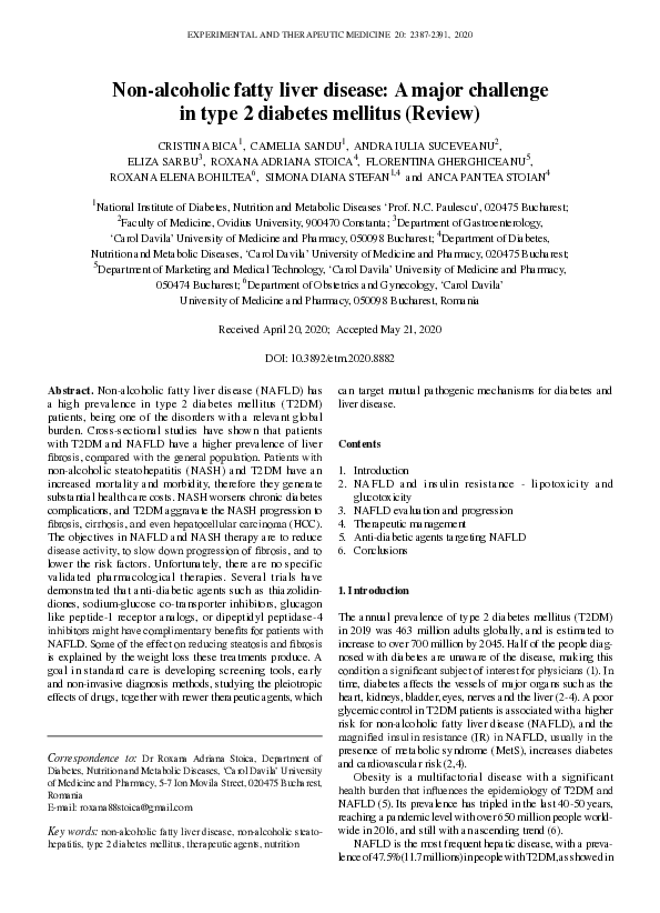 (PDF) Non‑alcoholic fatty liver disease: A major challenge in type 2 ...