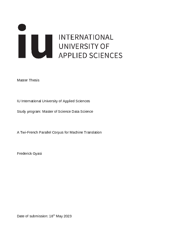 (PDF) A Twi-French Parallel Corpus for Machine Translation