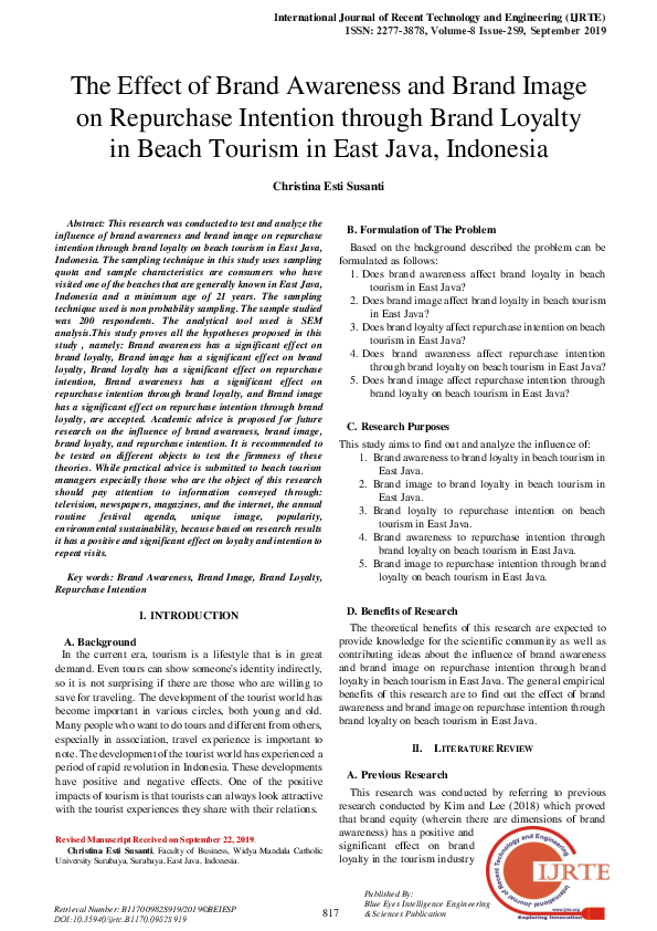 (PDF) The Effect of Brand Awareness and Brand Image on Repurchase ...