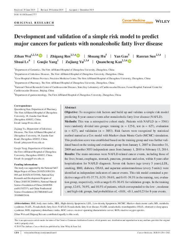 (PDF) Development and validation of a simple risk model to predict ...