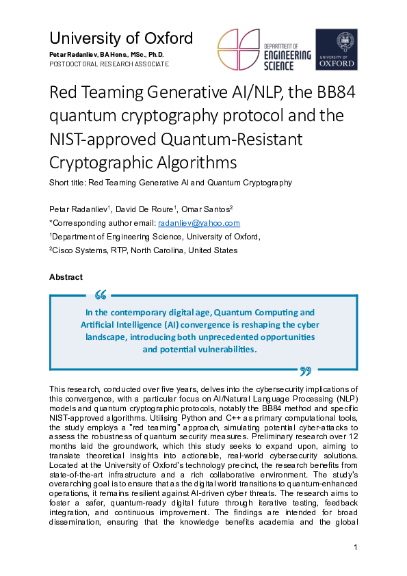 (PDF) Red Teaming Generative AI/NLP, the BB84 quantum cryptography ...