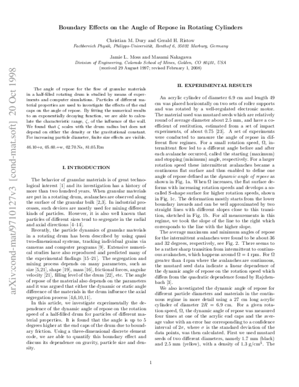 (PDF) Boundary effects on the angle of repose in rotating cylinders