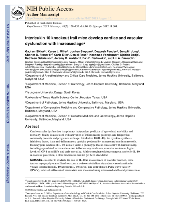 (PDF) Interleukin 10 knockout frail mice develop cardiac and vascular ...