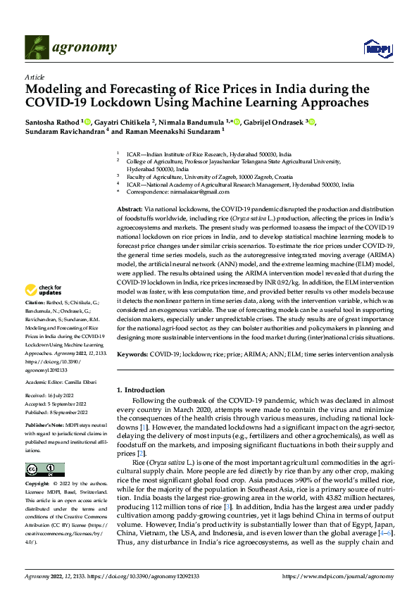 (PDF) Modeling and Forecasting of Rice Prices in India during the COVID ...