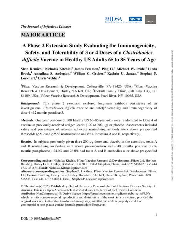 (PDF) A Phase 2 Extension Study Evaluating the Immunogenicity, Safety ...