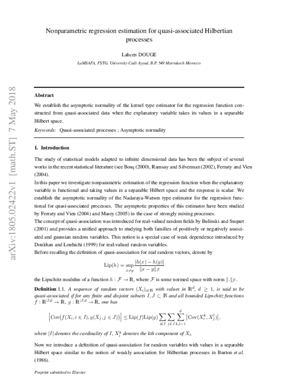 (PDF) Nonparametric regression estimation for quasi-associated ...
