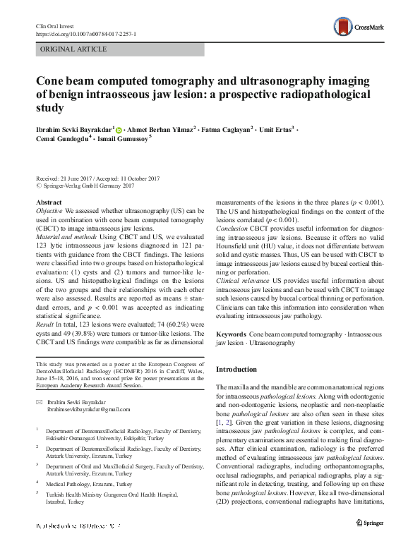 (PDF) Cone beam computed tomography and ultrasonography imaging of ...