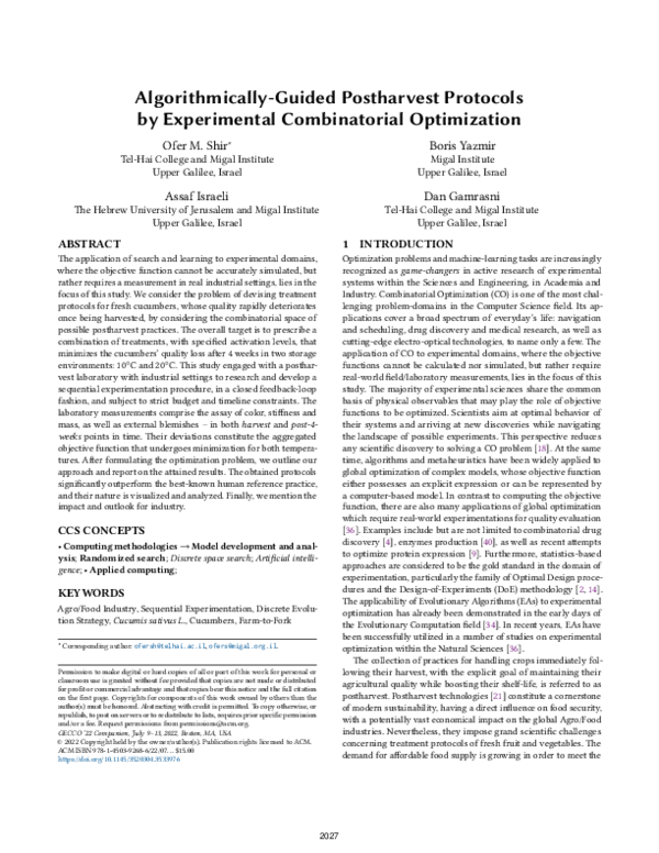 (PDF) Algorithmically-guided postharvest protocols by experimental ...