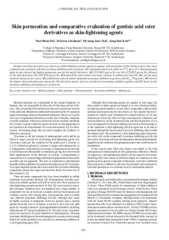 (PDF) Skin permeation and comparative evaluation of gentisic acid ester ...