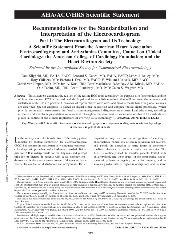 (PDF) Recommendations for the Standardization and Interpretation of the ...