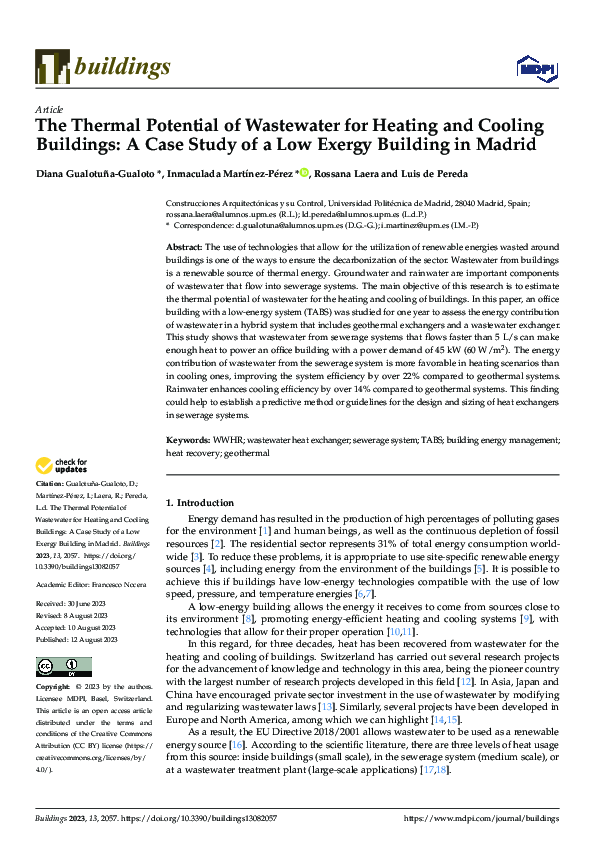 (PDF) The Thermal Potential of Wastewater for Heating and Cooling ...
