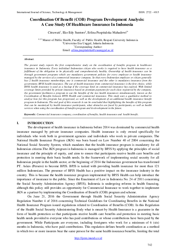 (PDF) Coordination Of Benefit (COB) Program Development Analysis: A ...