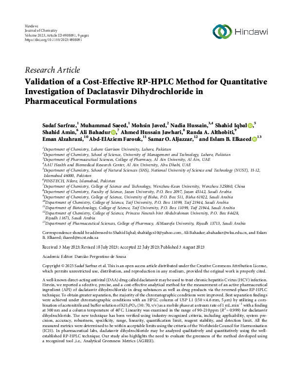 (PDF) Validation of a Cost-Effective RP-HPLC Method for Quantitative ...