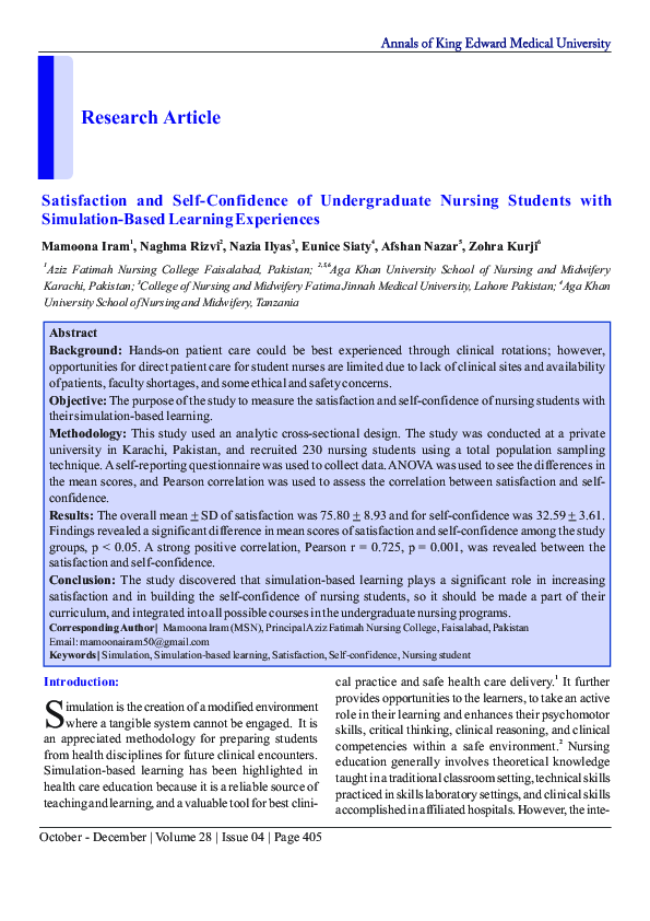 (PDF) Satisfaction and Self-Confidence of Undergraduate Nursing ...