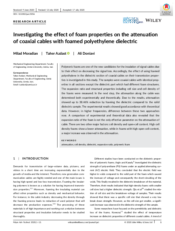 (PDF) Investigating the effect of foam properties on the attenuation of ...