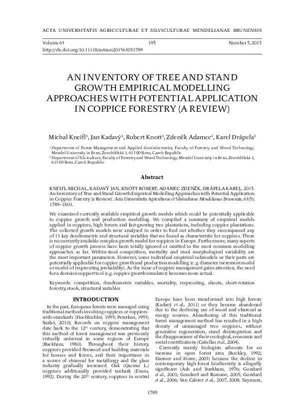 (PDF) An Inventory of Tree and Stand Growth Empirical Modelling ...