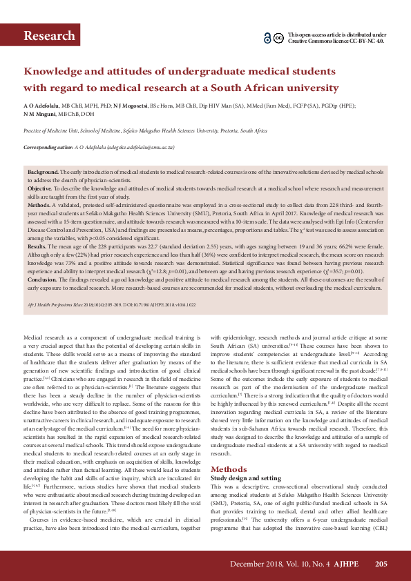 (PDF) Knowledge and attitudes of undergraduate medical students with ...