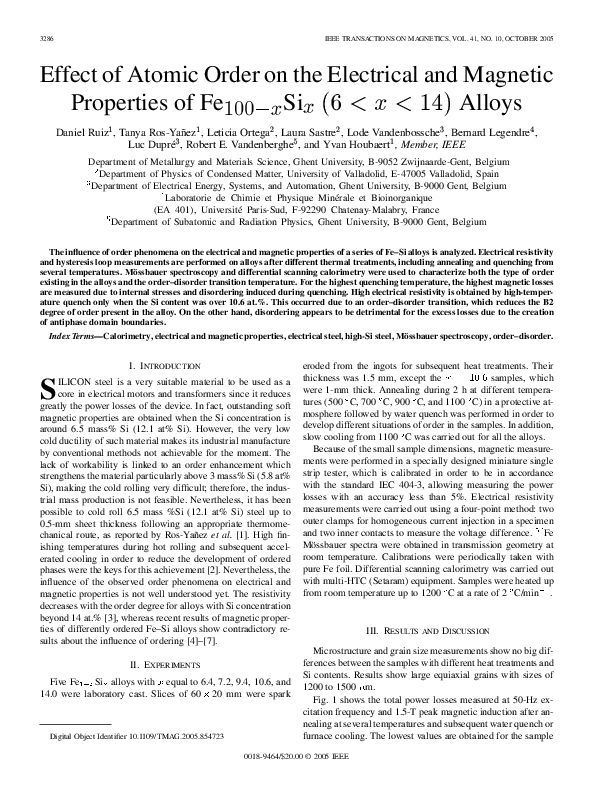 (PDF) Effect of atomic order on the electrical and magnetic properties ...