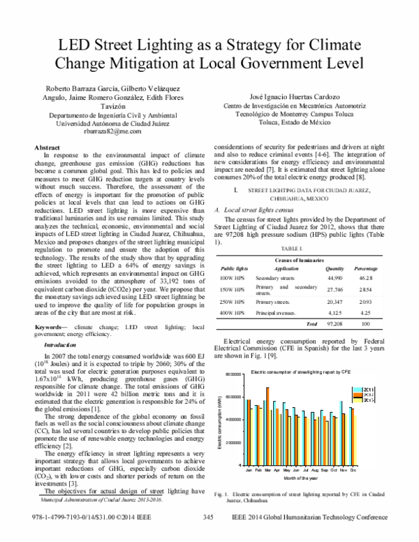 (PDF) LED street lighting as a strategy for climate change mitigation ...