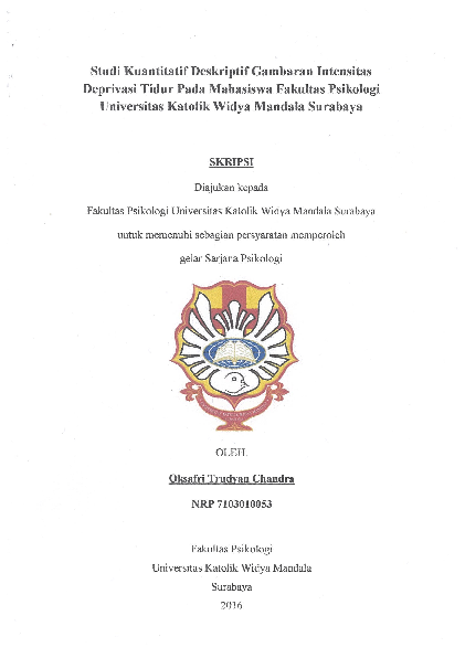 (PDF) Studi kuantitatif deskriptif gambaran intensitas deprivasi tidur