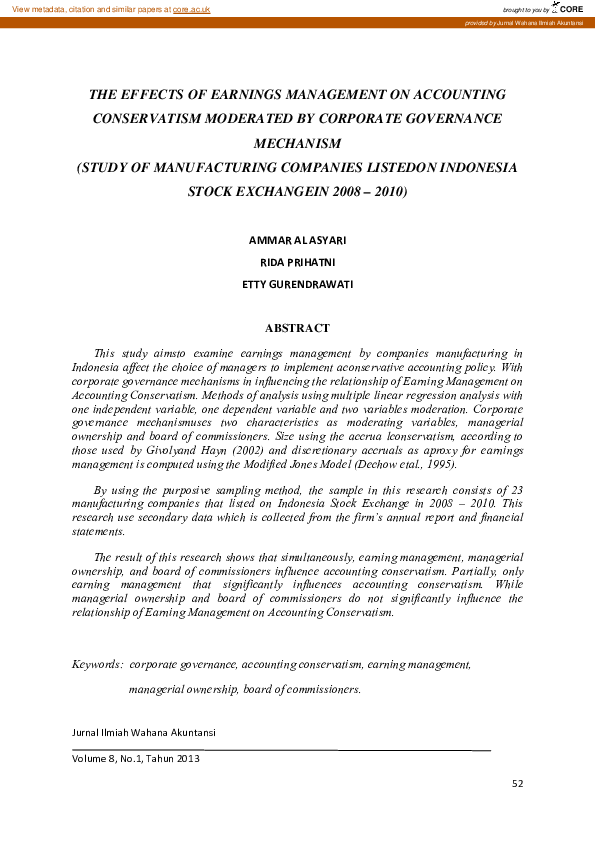 (PDF) The Effects of Earnings Management on Accounting Conservatism ...