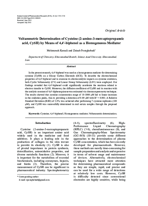 (PDF) Voltammetric Determination of Cysteine (2-amino-3 ...