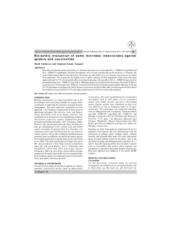 (PDF) Bio-safety evaluation of some microbial insecticides against ...