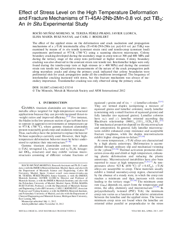 (PDF) Effect of Stress Level on the High Temperature Deformation and ...