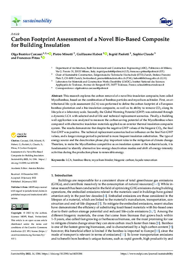 (PDF) Carbon Footprint Assessment of a Novel Bio-Based Composite for ...