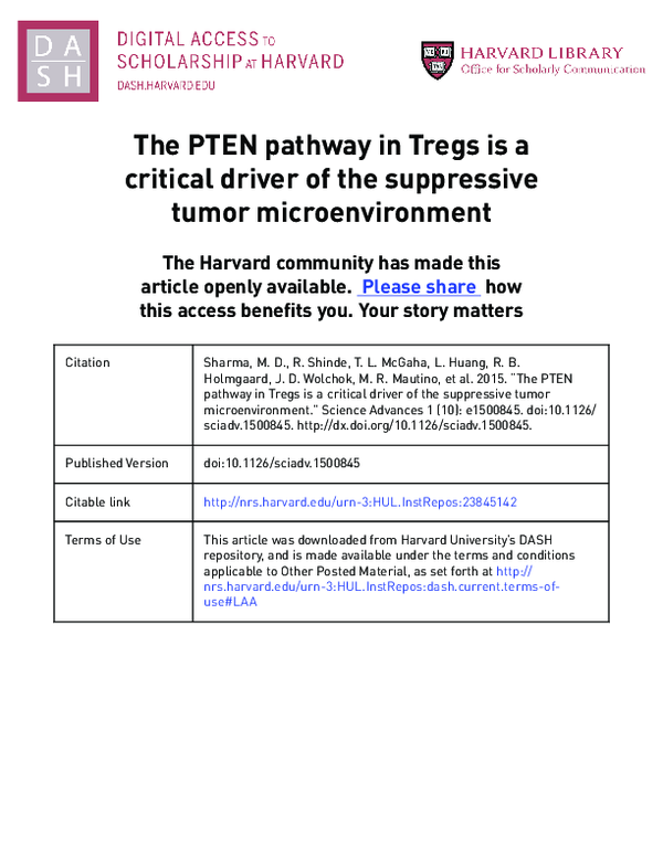 (PDF) The PTEN pathway in Tregs is a critical driver of the suppressive ...