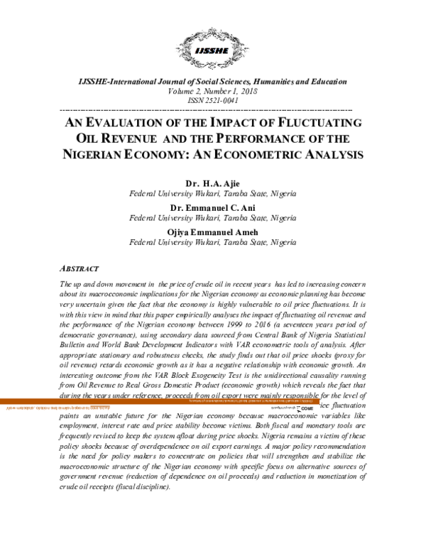 (PDF) An Evaluation of the Impact of Fluctuating Oil Revenue and the ...