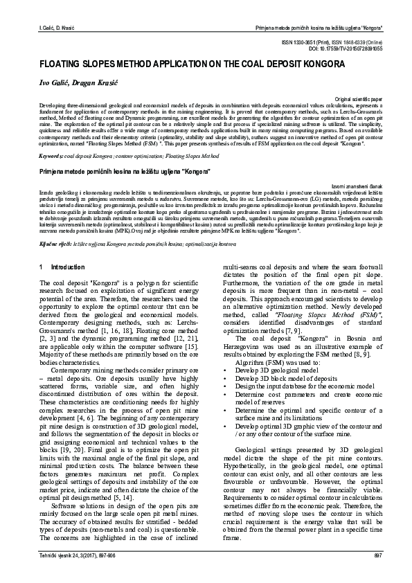 (PDF) Floating slopes method application on the coal deposit Kongora