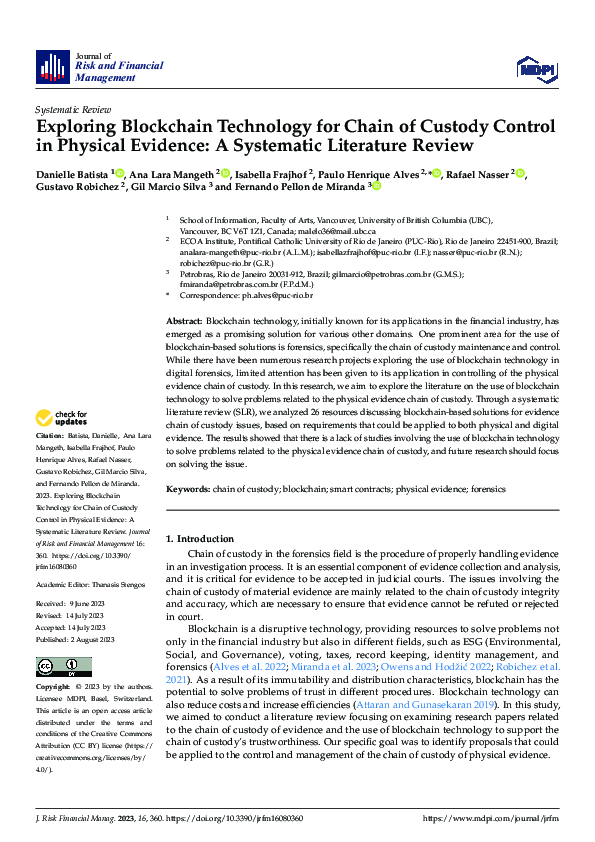 (PDF) Exploring Blockchain Technology for Chain of Custody Control in ...