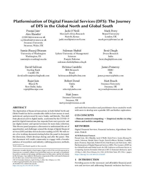 (PDF) Platformisation of Digital Financial Services (DFS): The Journey ...