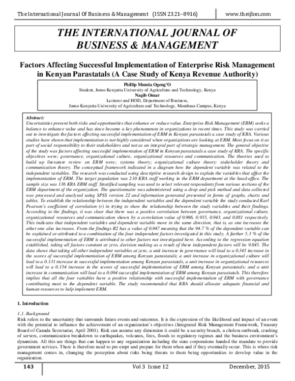 (PDF) Factors Affecting Successful Implementation of Enterprise Risk ...
