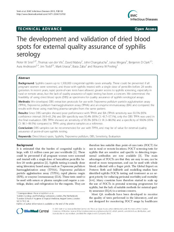 (PDF) The development and validation of dried blood spots for external ...