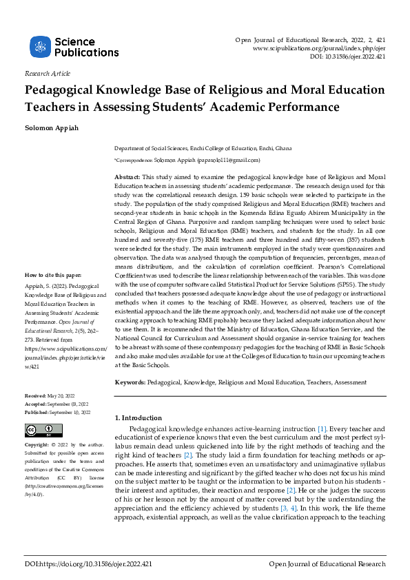 (PDF) Pedagogical Knowledge Base of Religious and Moral Education ...