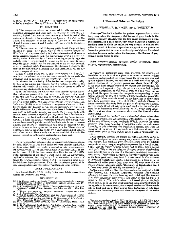 (PDF) A Threshold Selection Technique