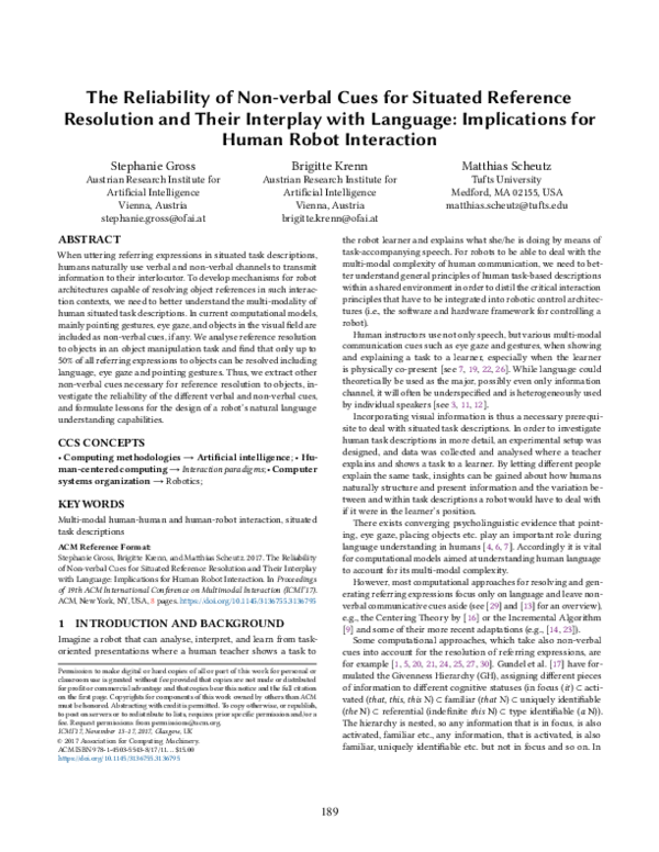 (PDF) The reliability of non-verbal cues for situated reference ...