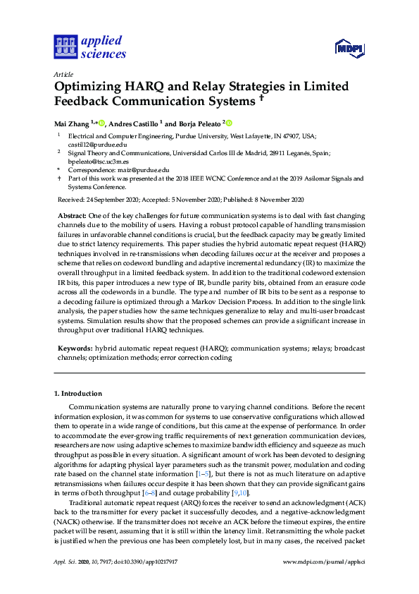 (PDF) Optimizing HARQ and Relay Strategies in Limited Feedback ...