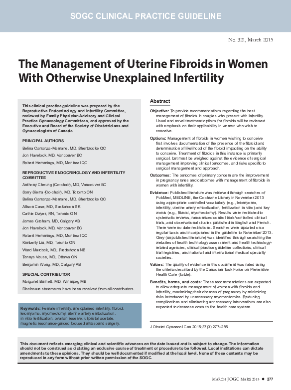 (PDF) The management of uterine fibroids in women with otherwise ...