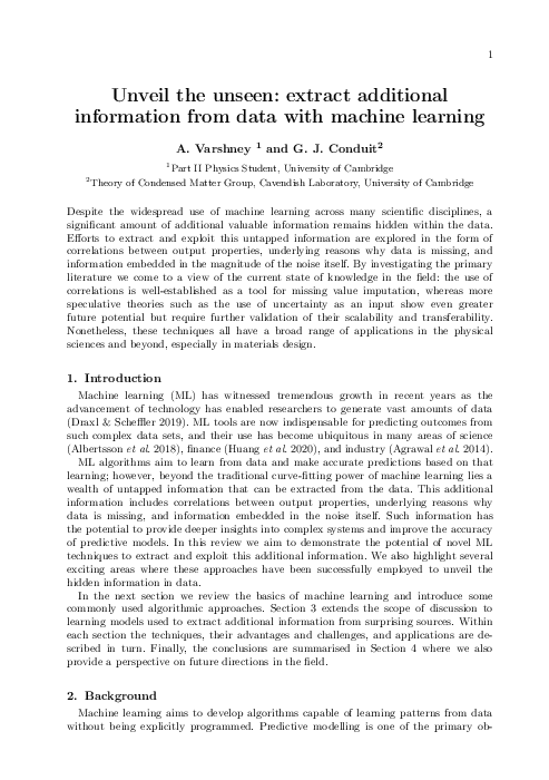 (PDF) Unveil the unseen: extract additional information from data with ...