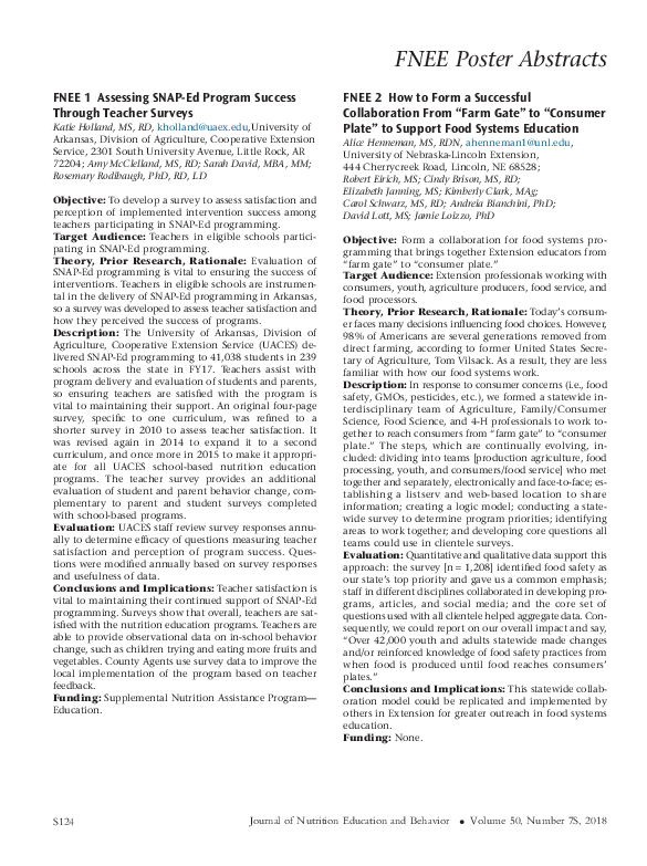 (PDF) Assessing SNAP-Ed Program Success Through Teacher Surveys