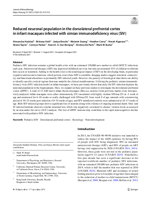 (PDF) Reduced neuronal population in the dorsolateral prefrontal cortex ...