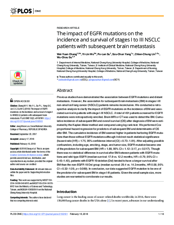 (PDF) The impact of EGFR mutations on the incidence and survival of ...
