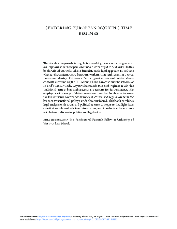 (PDF) Gendering European Working Time Regimes: The Working Time ...