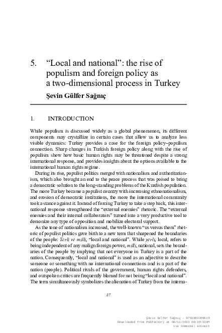 (PDF) 5. "Local and national": the rise of populism and foreign policy ...