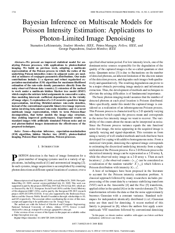 (PDF) Bayesian Inference on Multiscale Models for Poisson Intensity ...